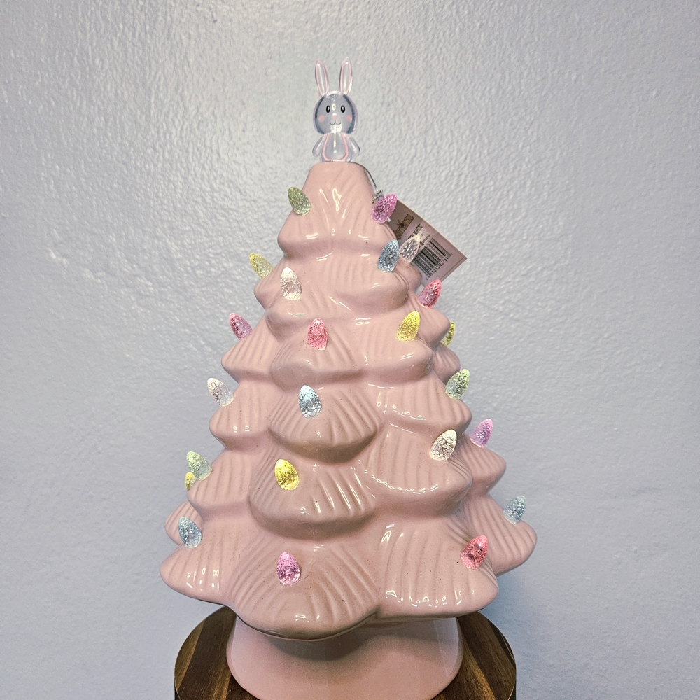 Pink Ceramic Easter Tree with Pastel Lights
